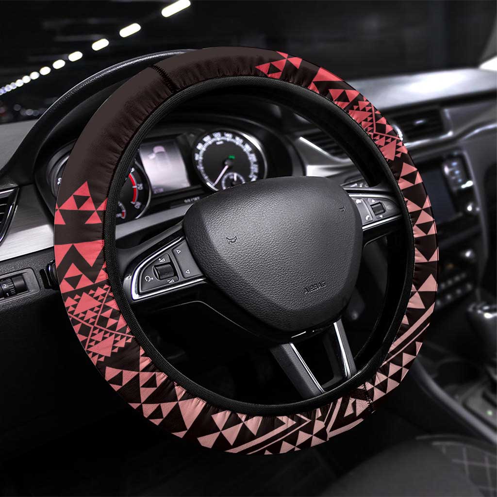Maori Niho Taniwha Te Wheiao Steering Wheel Cover Terracotta - Aussie Hoodie