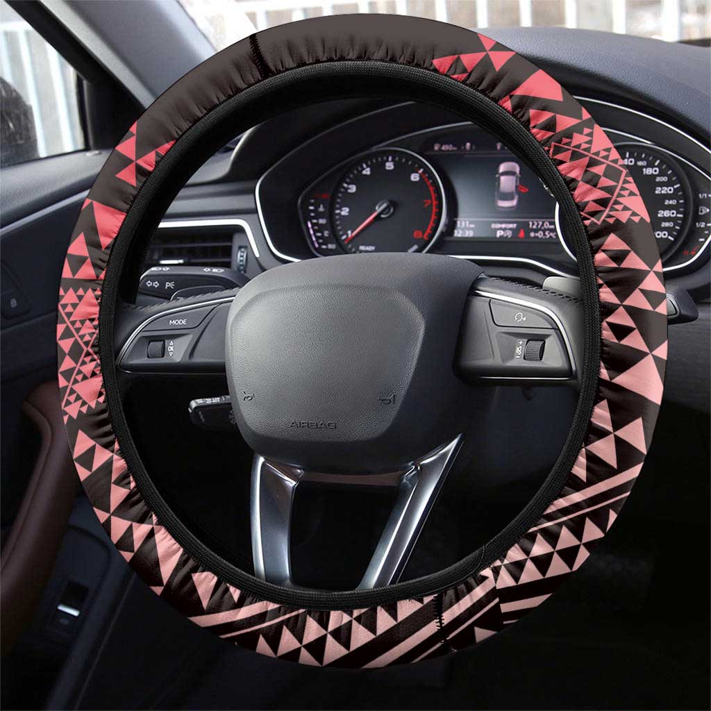 Maori Niho Taniwha Te Wheiao Steering Wheel Cover Terracotta - Aussie Hoodie