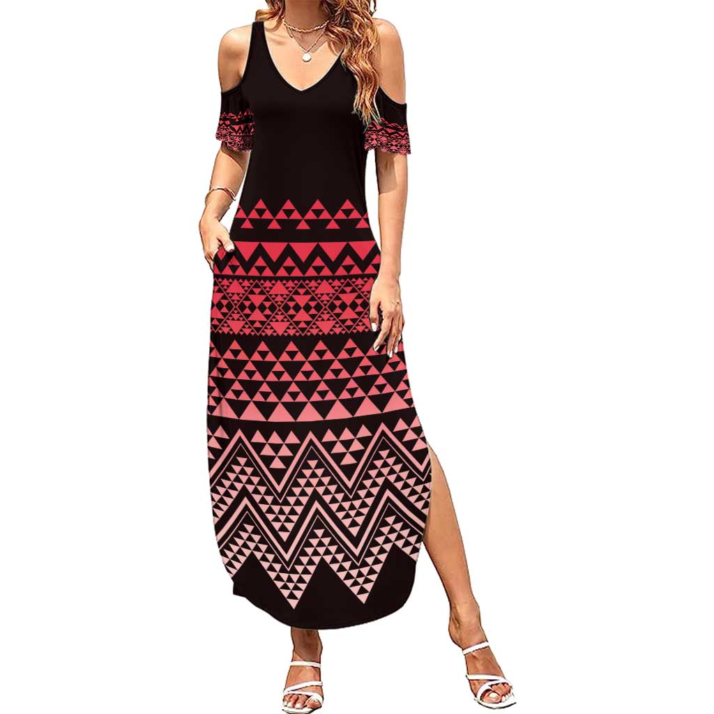 Maori Niho Taniwha Te Wheiao Summer Maxi Dress Terracotta - Aussie Hoodie