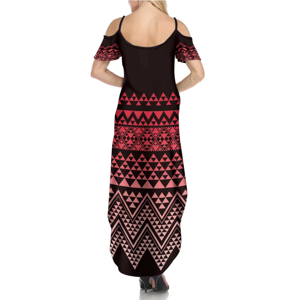 Maori Niho Taniwha Te Wheiao Summer Maxi Dress Terracotta - Aussie Hoodie