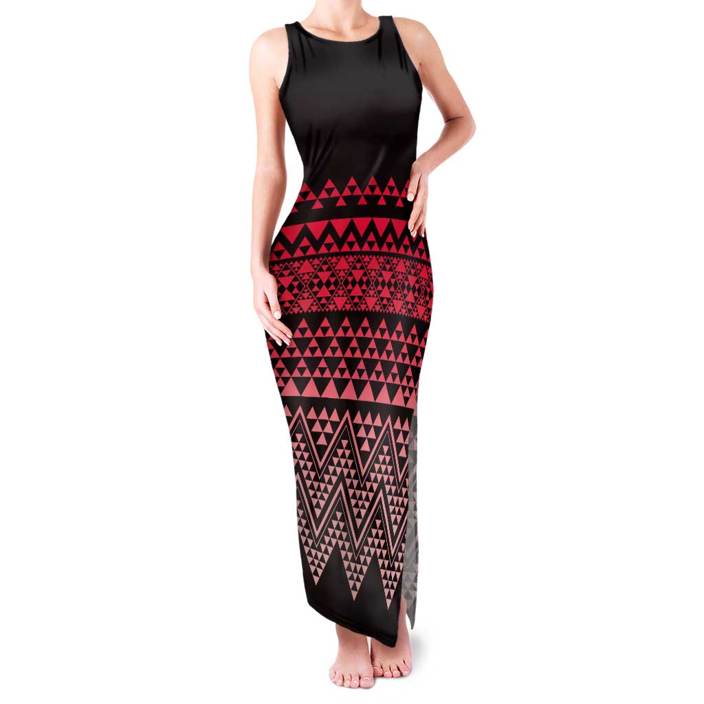 Maori Niho Taniwha Te Wheiao Tank Maxi Dress Terracotta - Aussie Hoodie