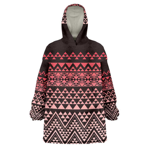 Maori Niho Taniwha Te Wheiao Wearable Blanket Hoodie Terracotta - Aussie Hoodie