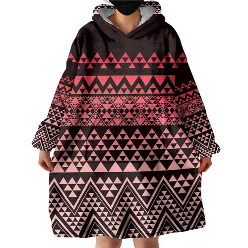 Maori Niho Taniwha Te Wheiao Wearable Blanket Hoodie Terracotta - Aussie Hoodie