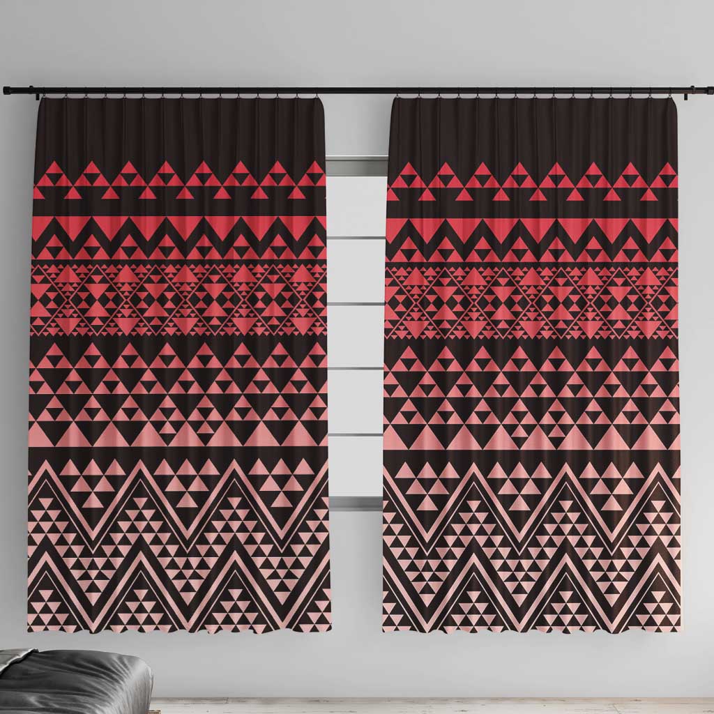 Maori Niho Taniwha Te Wheiao Window Curtain Terracotta - Aussie Hoodie