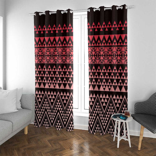 Maori Niho Taniwha Te Wheiao Window Curtain Terracotta - Aussie Hoodie