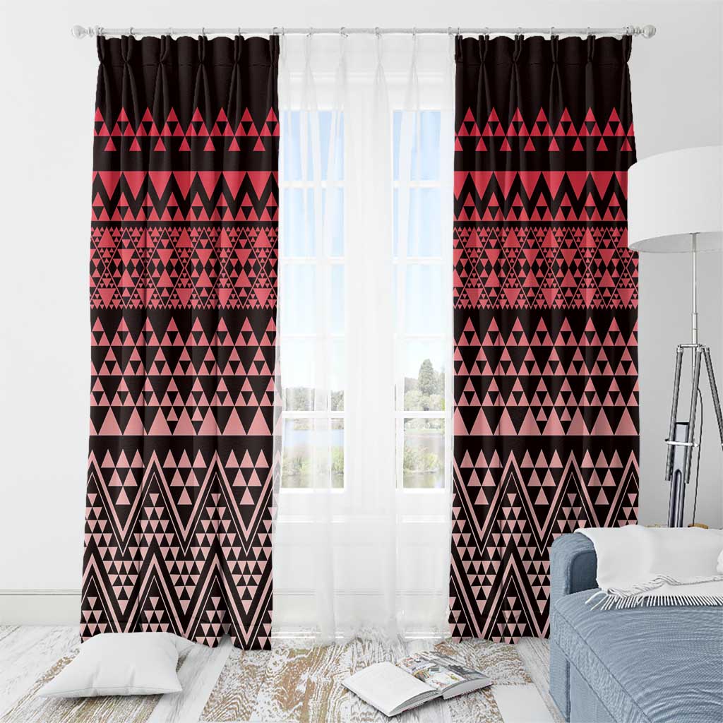 Maori Niho Taniwha Te Wheiao Window Curtain Terracotta - Aussie Hoodie
