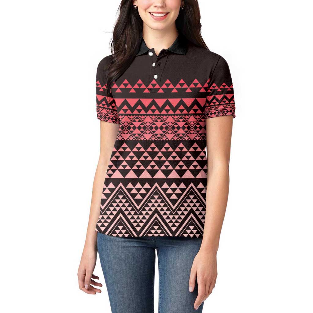 Maori Niho Taniwha Te Wheiao Women Polo Shirt Terracotta - Aussie Hoodie