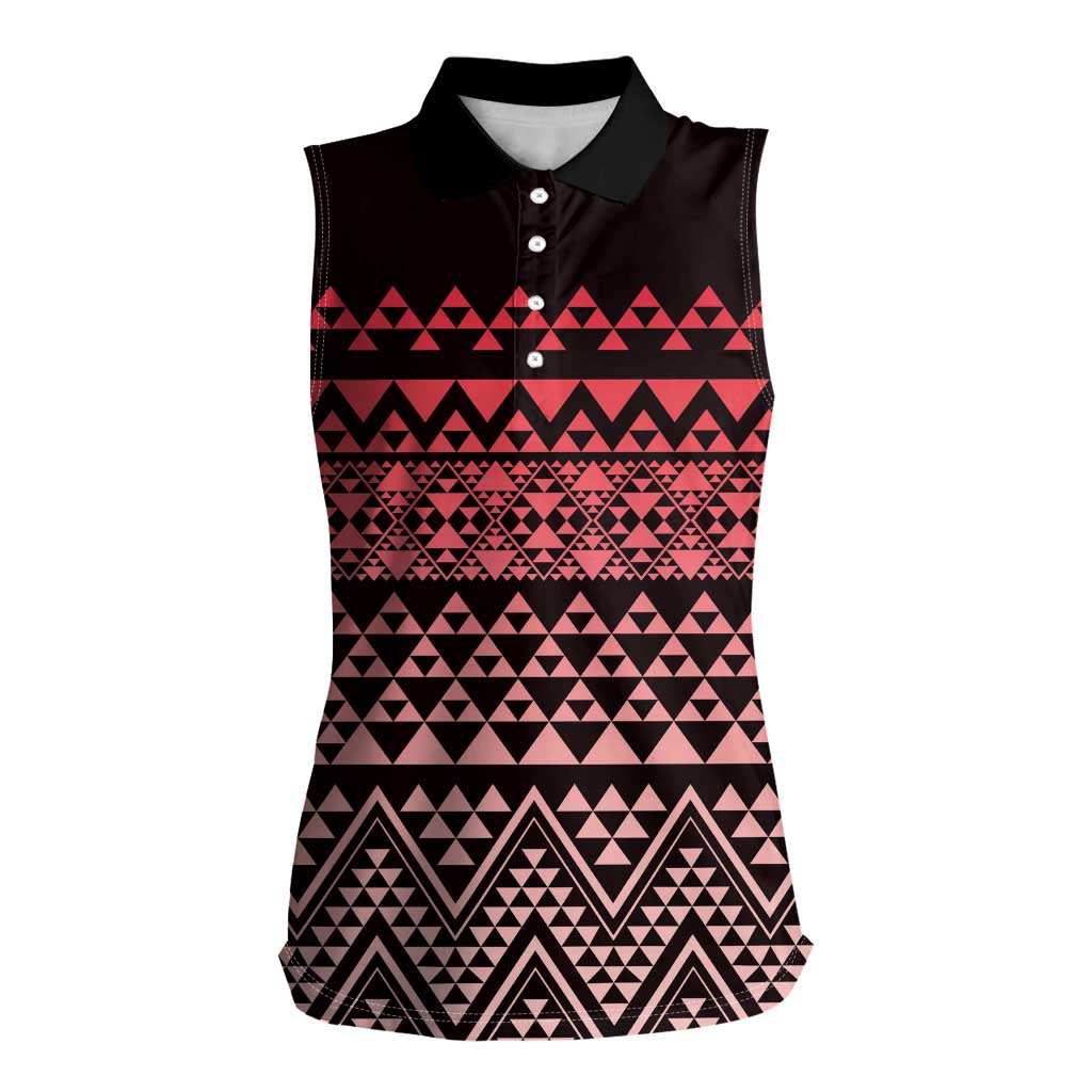 Maori Niho Taniwha Te Wheiao Women Sleeveless Polo Shirt Terracotta - Aussie Hoodie