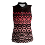 Maori Niho Taniwha Te Wheiao Women Sleeveless Polo Shirt Terracotta - Aussie Hoodie