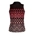 Maori Niho Taniwha Te Wheiao Women Sleeveless Polo Shirt Terracotta - Aussie Hoodie