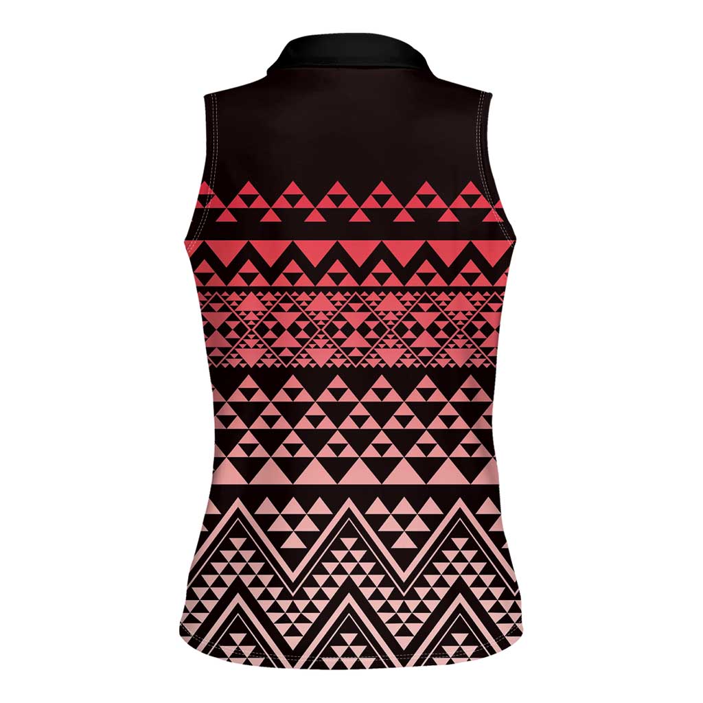 Maori Niho Taniwha Te Wheiao Women Sleeveless Polo Shirt Terracotta - Aussie Hoodie