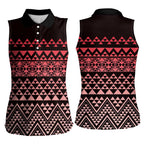 Maori Niho Taniwha Te Wheiao Women Sleeveless Polo Shirt Terracotta - Aussie Hoodie