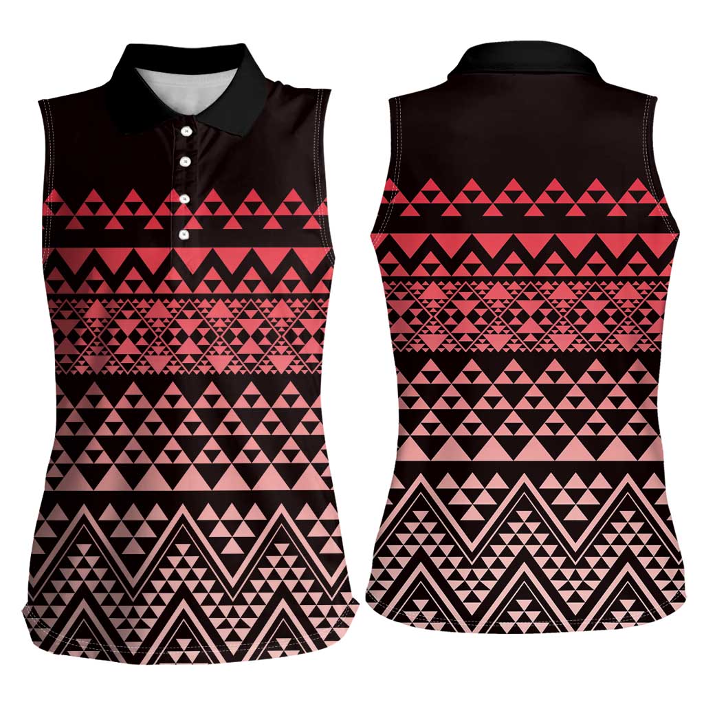 Maori Niho Taniwha Te Wheiao Women Sleeveless Polo Shirt Terracotta - Aussie Hoodie