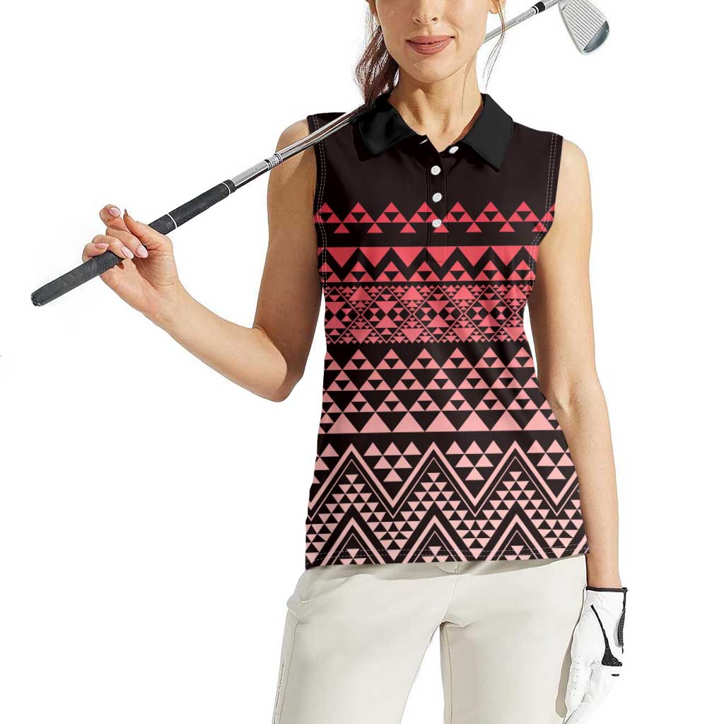 Maori Niho Taniwha Te Wheiao Women Sleeveless Polo Shirt Terracotta - Aussie Hoodie