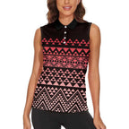 Maori Niho Taniwha Te Wheiao Women Sleeveless Polo Shirt Terracotta - Aussie Hoodie