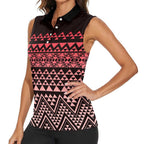Maori Niho Taniwha Te Wheiao Women Sleeveless Polo Shirt Terracotta - Aussie Hoodie