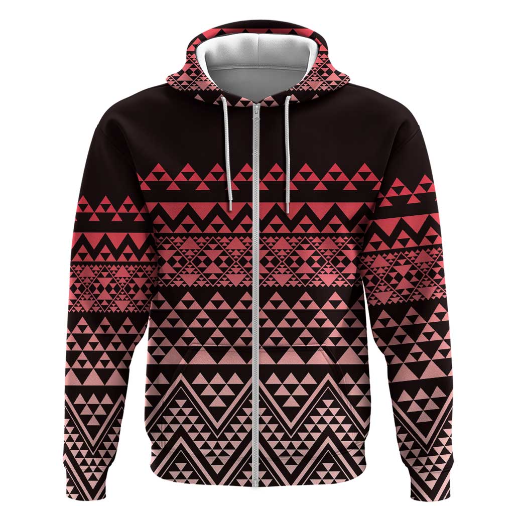 Maori Niho Taniwha Te Wheiao Zip Hoodie Terracotta - Aussie Hoodie