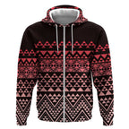 Maori Niho Taniwha Te Wheiao Zip Hoodie Terracotta - Aussie Hoodie