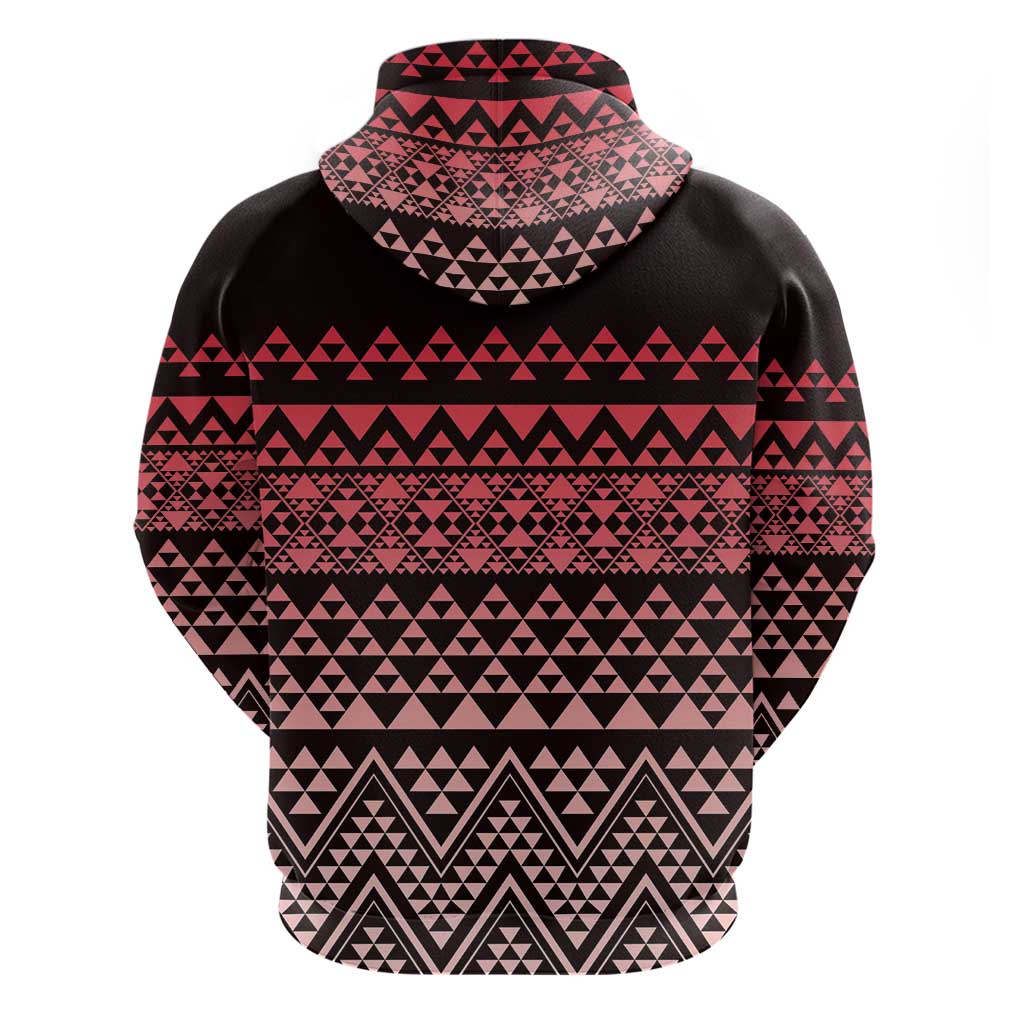 Maori Niho Taniwha Te Wheiao Zip Hoodie Terracotta - Aussie Hoodie