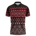 Maori Niho Taniwha Te Wheiao Zipper Polo Shirt Terracotta - Aussie Hoodie
