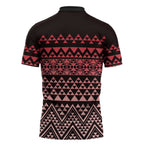 Maori Niho Taniwha Te Wheiao Zipper Polo Shirt Terracotta - Aussie Hoodie