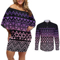 Maori Niho Taniwha Te Wheiao Couples Matching Off Shoulder Short Dress and Long Sleeve Button Shirt Waiporoporo - Aussie Hoodie
