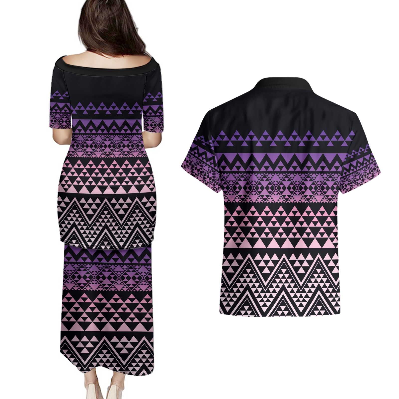 Maori Niho Taniwha Te Wheiao Couples Matching Puletasi and Hawaiian Shirt Waiporoporo - Aussie Hoodie