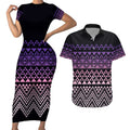 Maori Niho Taniwha Te Wheiao Couples Matching Short Sleeve Bodycon Dress and Hawaiian Shirt Waiporoporo - Aussie Hoodie