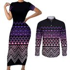 Maori Niho Taniwha Te Wheiao Couples Matching Short Sleeve Bodycon Dress and Long Sleeve Button Shirt Waiporoporo - Aussie Hoodie