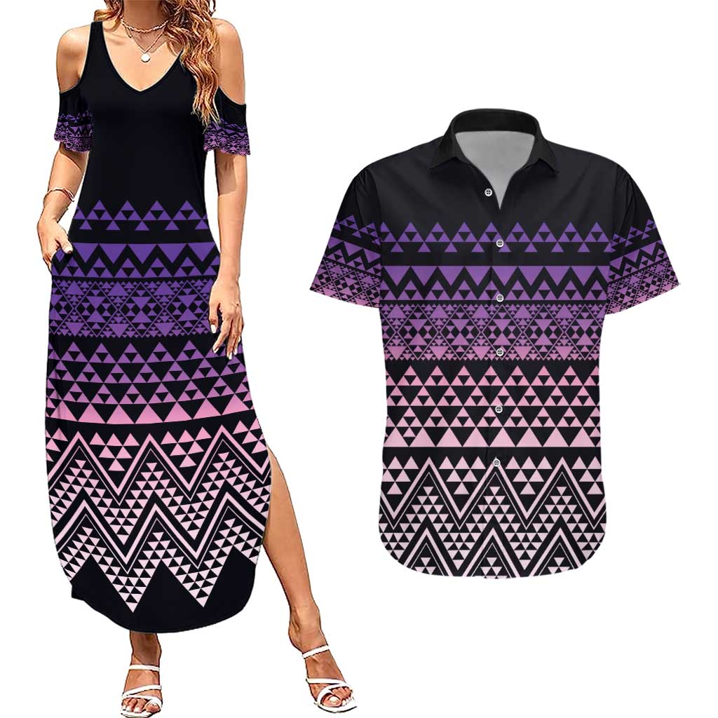 Maori Niho Taniwha Te Wheiao Couples Matching Summer Maxi Dress and Hawaiian Shirt Waiporoporo - Aussie Hoodie