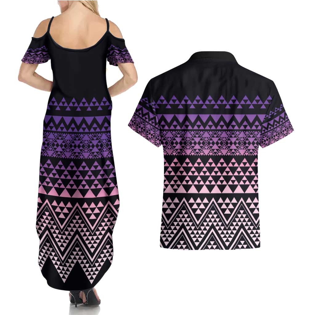 Maori Niho Taniwha Te Wheiao Couples Matching Summer Maxi Dress and Hawaiian Shirt Waiporoporo - Aussie Hoodie