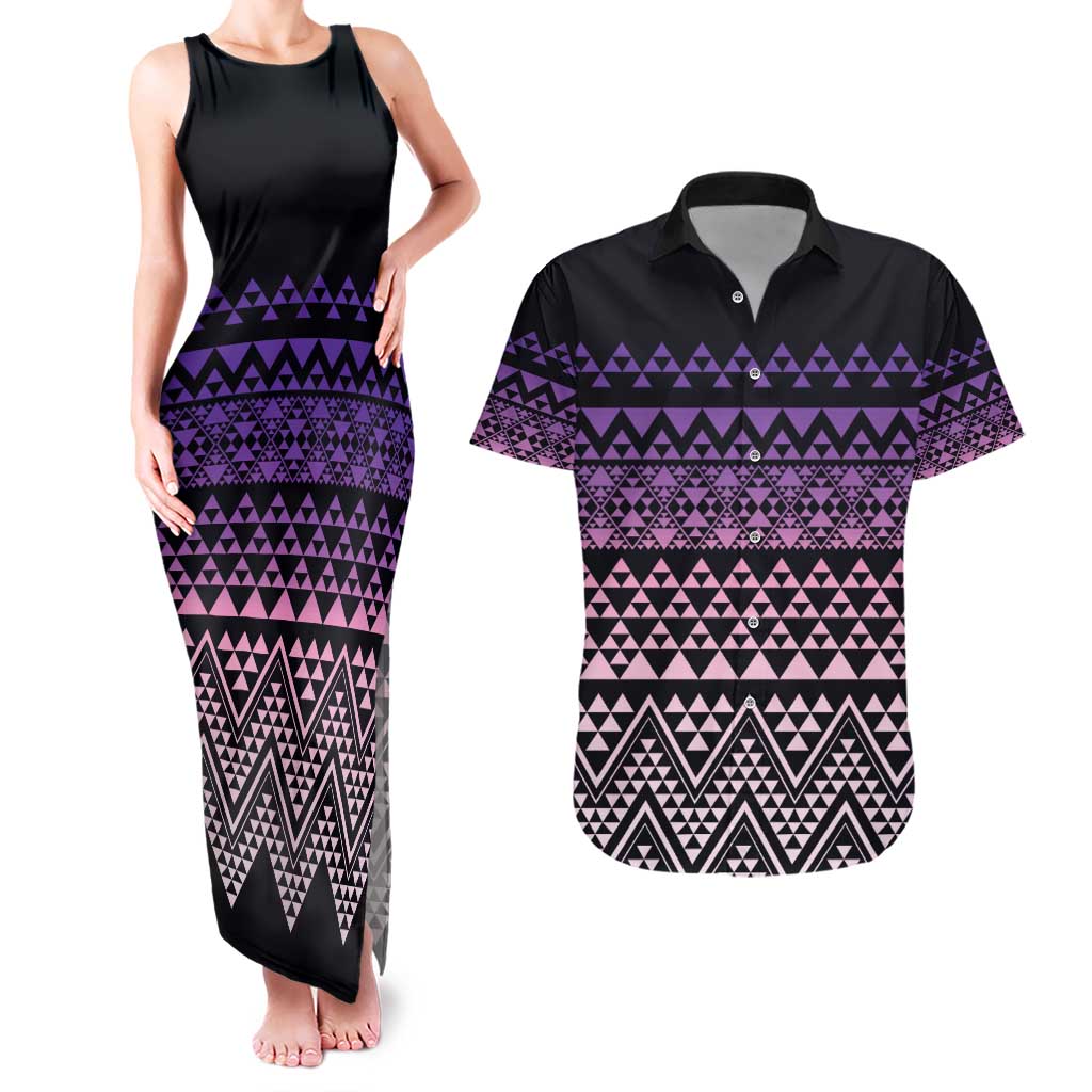 Maori Niho Taniwha Te Wheiao Couples Matching Tank Maxi Dress and Hawaiian Shirt Waiporoporo - Aussie Hoodie