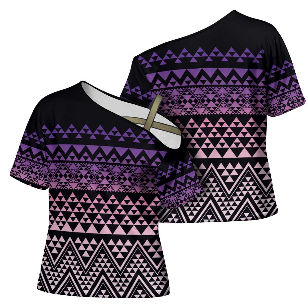 Maori Niho Taniwha Te Wheiao Cross Shoulder Shirt Waiporoporo - Aussie Hoodie