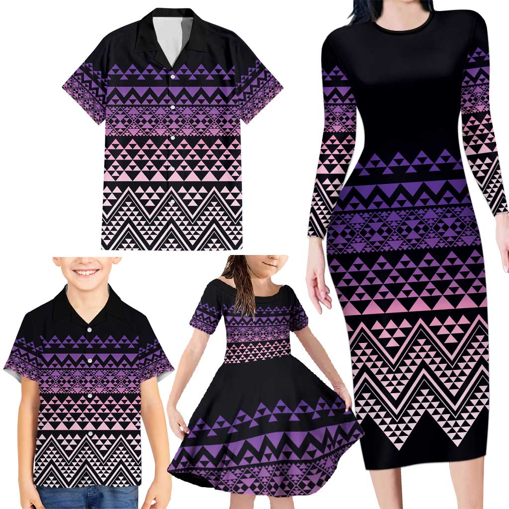 Maori Niho Taniwha Te Wheiao Family Matching Long Sleeve Bodycon Dress and Hawaiian Shirt Waiporoporo - Aussie Hoodie