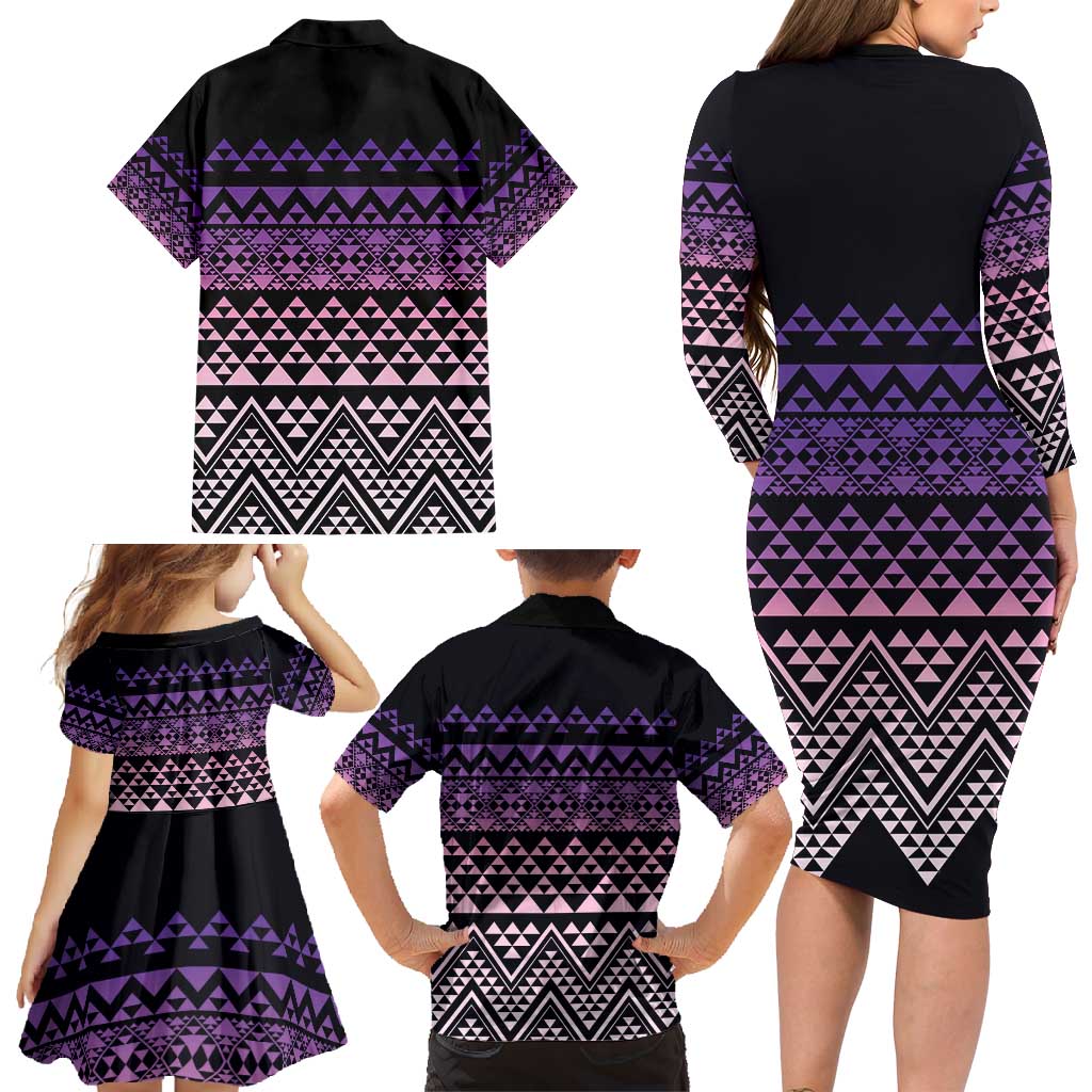 Maori Niho Taniwha Te Wheiao Family Matching Long Sleeve Bodycon Dress and Hawaiian Shirt Waiporoporo - Aussie Hoodie