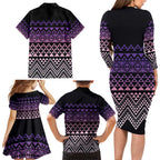 Maori Niho Taniwha Te Wheiao Family Matching Long Sleeve Bodycon Dress and Hawaiian Shirt Waiporoporo - Aussie Hoodie