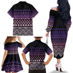 Maori Niho Taniwha Te Wheiao Family Matching Off The Shoulder Long Sleeve Dress and Hawaiian Shirt Waiporoporo - Aussie Hoodie
