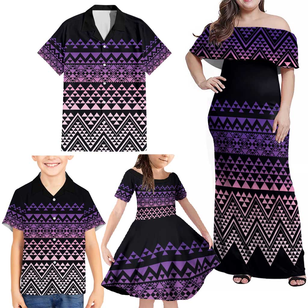 Maori Niho Taniwha Te Wheiao Family Matching Off Shoulder Maxi Dress and Hawaiian Shirt Waiporoporo - Aussie Hoodie