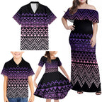 Maori Niho Taniwha Te Wheiao Family Matching Off Shoulder Maxi Dress and Hawaiian Shirt Waiporoporo - Aussie Hoodie