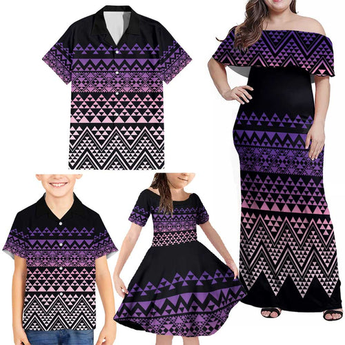Maori Niho Taniwha Te Wheiao Family Matching Off Shoulder Maxi Dress and Hawaiian Shirt Waiporoporo - Aussie Hoodie