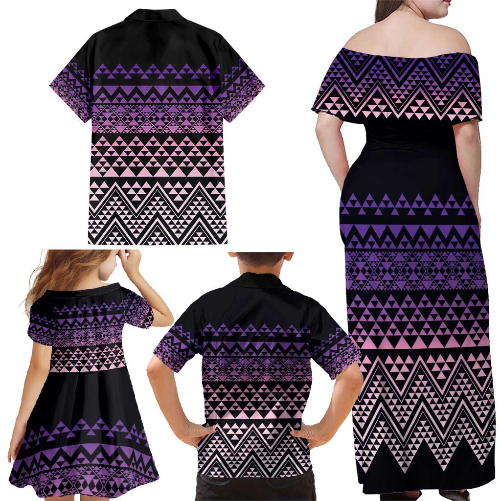 Maori Niho Taniwha Te Wheiao Family Matching Off Shoulder Maxi Dress and Hawaiian Shirt Waiporoporo - Aussie Hoodie