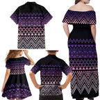 Maori Niho Taniwha Te Wheiao Family Matching Off Shoulder Maxi Dress and Hawaiian Shirt Waiporoporo - Aussie Hoodie