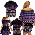 Maori Niho Taniwha Te Wheiao Family Matching Off Shoulder Short Dress and Hawaiian Shirt Waiporoporo - Aussie Hoodie
