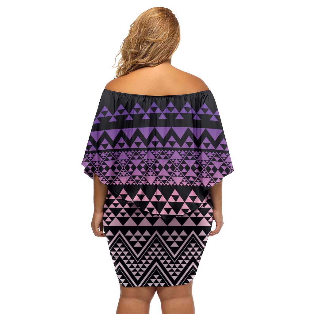 Maori Niho Taniwha Te Wheiao Family Matching Off Shoulder Short Dress and Hawaiian Shirt Waiporoporo - Aussie Hoodie