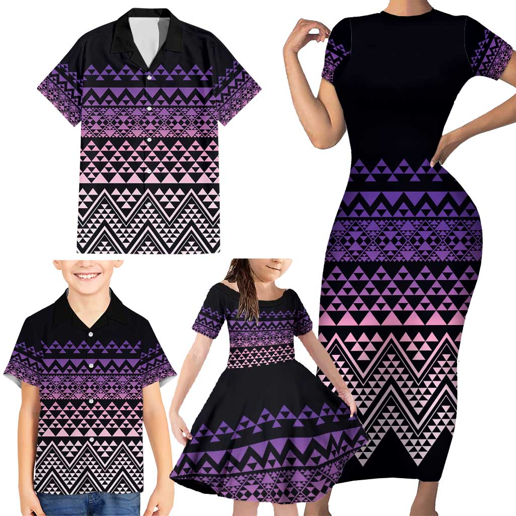 Maori Niho Taniwha Te Wheiao Family Matching Short Sleeve Bodycon Dress and Hawaiian Shirt Waiporoporo - Aussie Hoodie