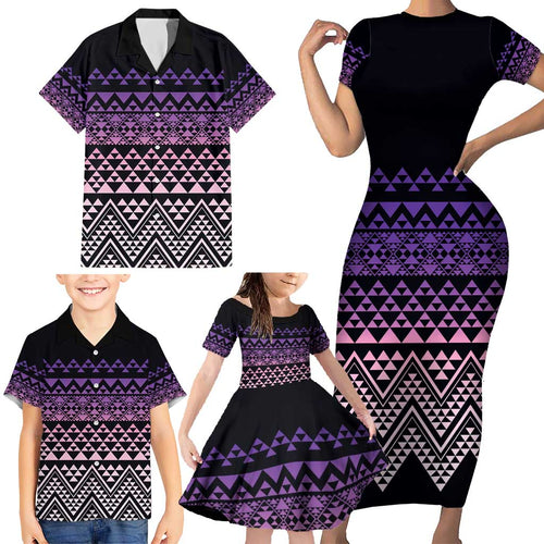 Maori Niho Taniwha Te Wheiao Family Matching Short Sleeve Bodycon Dress and Hawaiian Shirt Waiporoporo - Aussie Hoodie