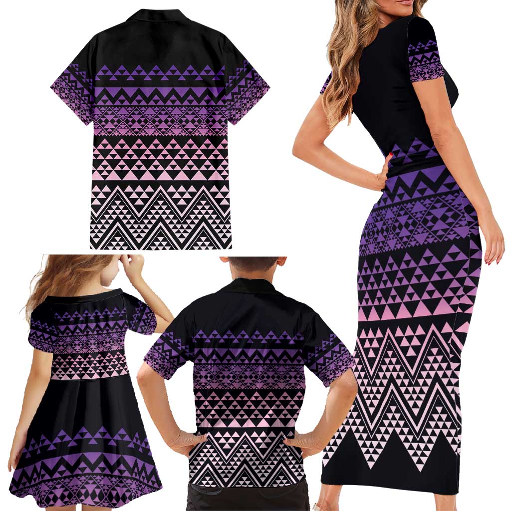 Maori Niho Taniwha Te Wheiao Family Matching Short Sleeve Bodycon Dress and Hawaiian Shirt Waiporoporo - Aussie Hoodie