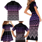 Maori Niho Taniwha Te Wheiao Family Matching Short Sleeve Bodycon Dress and Hawaiian Shirt Waiporoporo - Aussie Hoodie