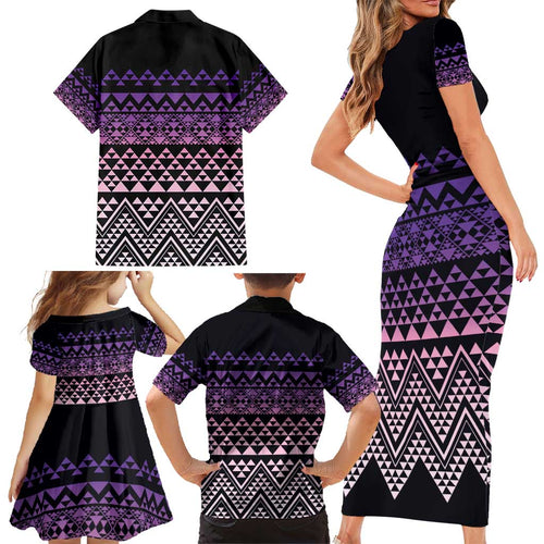 Maori Niho Taniwha Te Wheiao Family Matching Short Sleeve Bodycon Dress and Hawaiian Shirt Waiporoporo - Aussie Hoodie