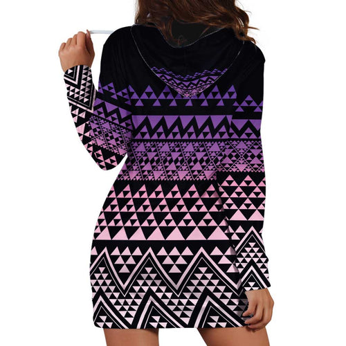 Maori Niho Taniwha Te Wheiao Hoodie Dress Waiporoporo - Aussie Hoodie
